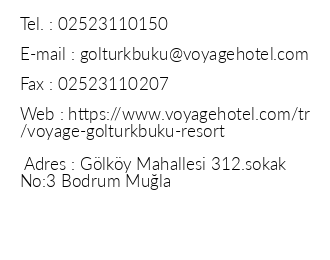 Voyage Gltrkbk Resort iletiim bilgileri